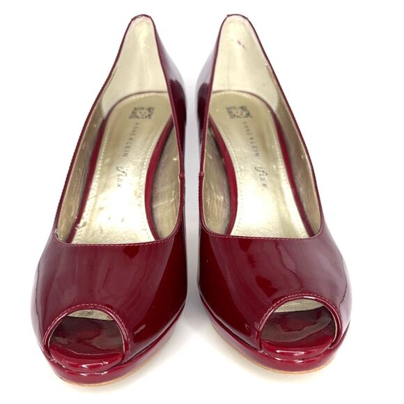 Anne Klein iflex Heels Womens Sz 9.5 Candy Apple Red Patent Leather Platform - Picture 2 of 10